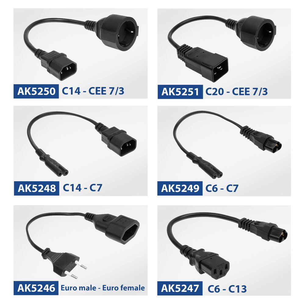 ACT AK5250 Powercord C14 IEC - CEE 0,2m Black