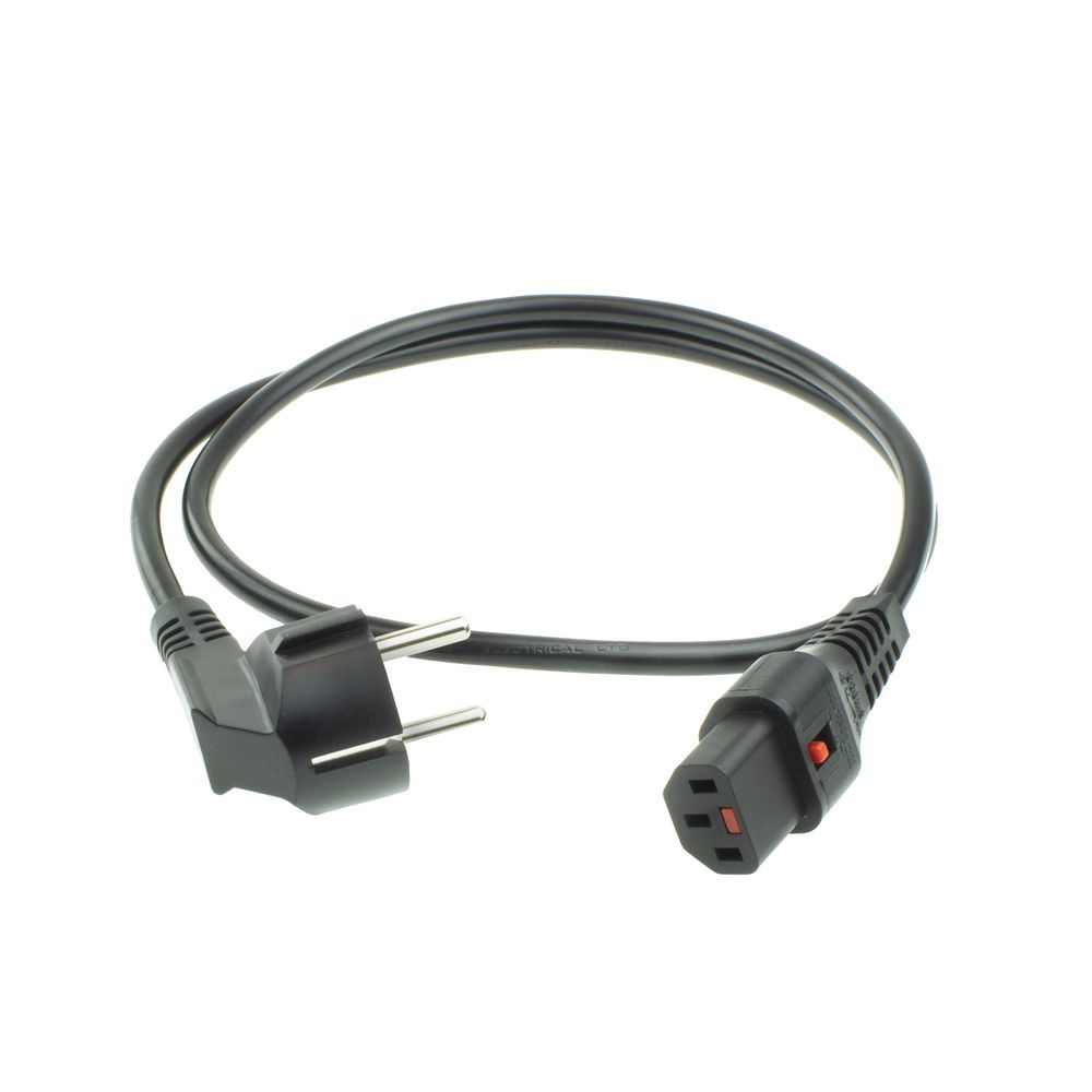 ACT AK5040 Powercord Schuko CEE 7/7 male (angled) - C13 IEC Lock 2m Black