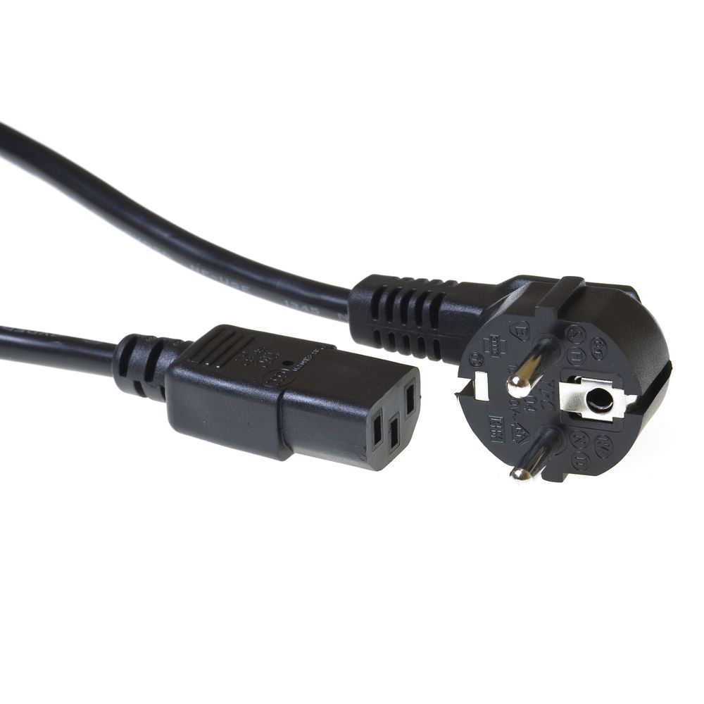 ACT AK5125 Powercord mains connector Schuko CEE 7/7 male (angled) - C13 IEC 4m Black