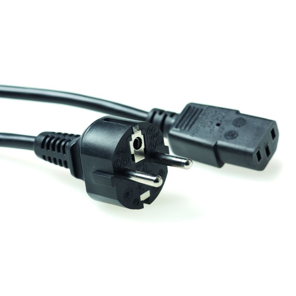 ACT AK5014 Powercord mains connector Schuko CEE 7/7 male (straight) - C13 IEC 1,5m Black
