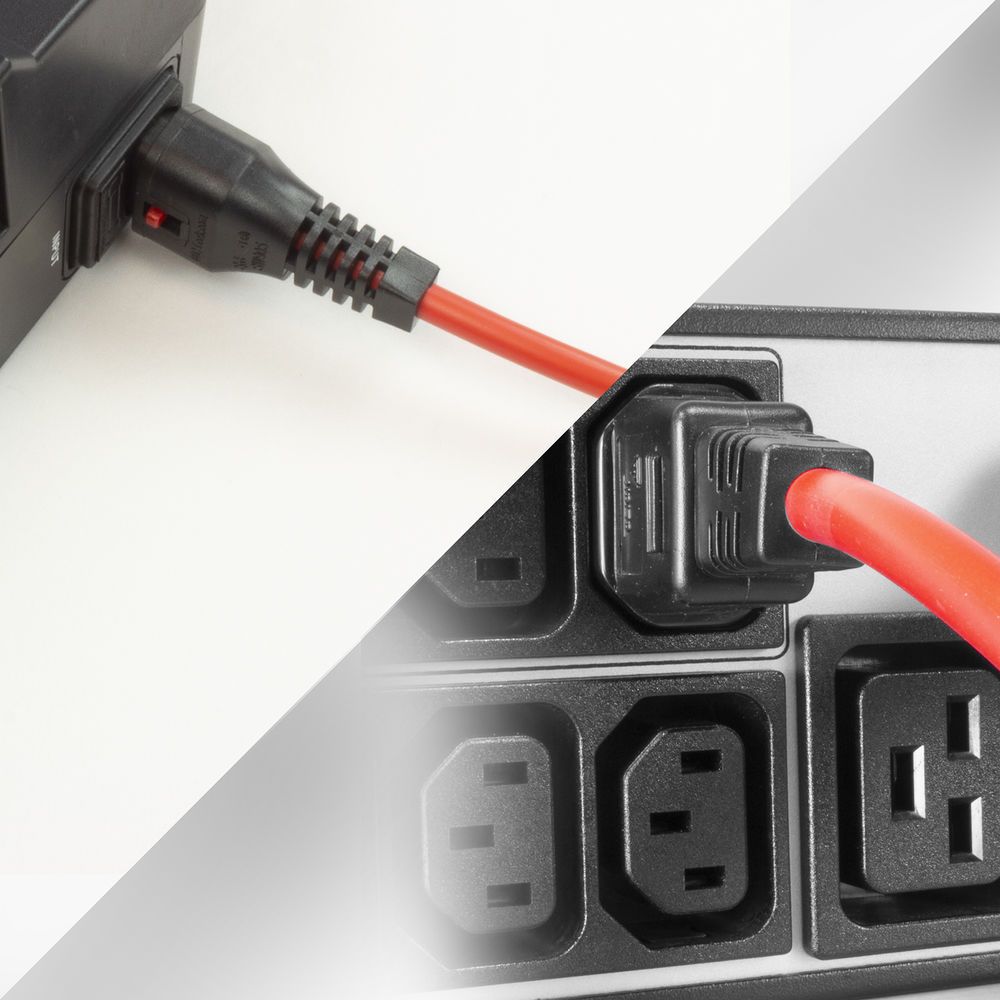 ACT PC1387 Powercord C13 IEC Lock - C14 3m Red