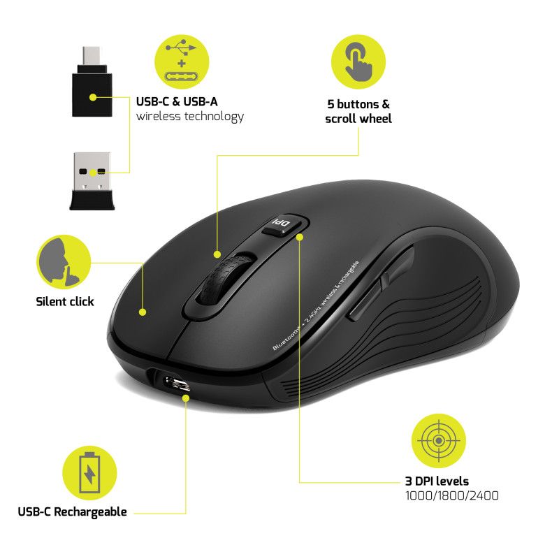 Port Designs Pure MAC Wireless Bluetooth Mouse Black