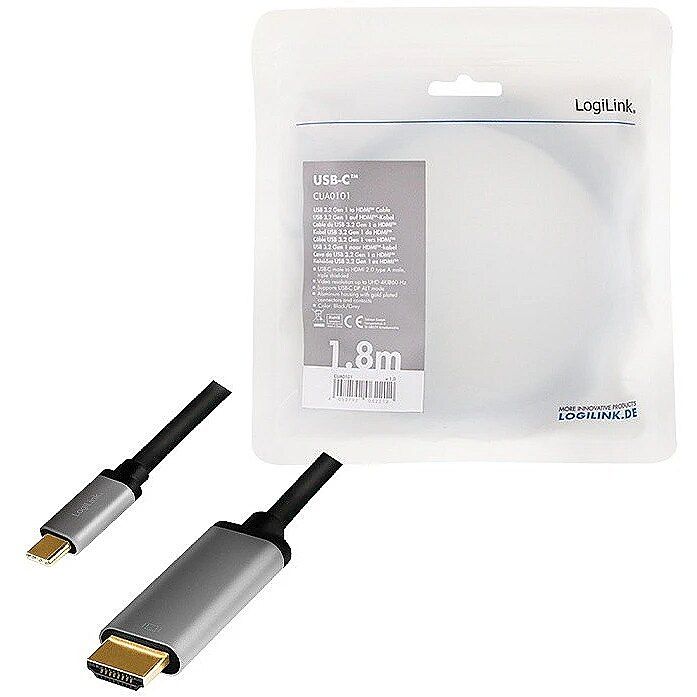 Logilink USB 3.2 Gen1 Type-C to HDMI/M 4K cable 1,8m Black