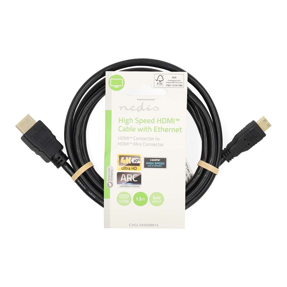 Nedis mini HDMI to HDMI Cable 1,5m Black