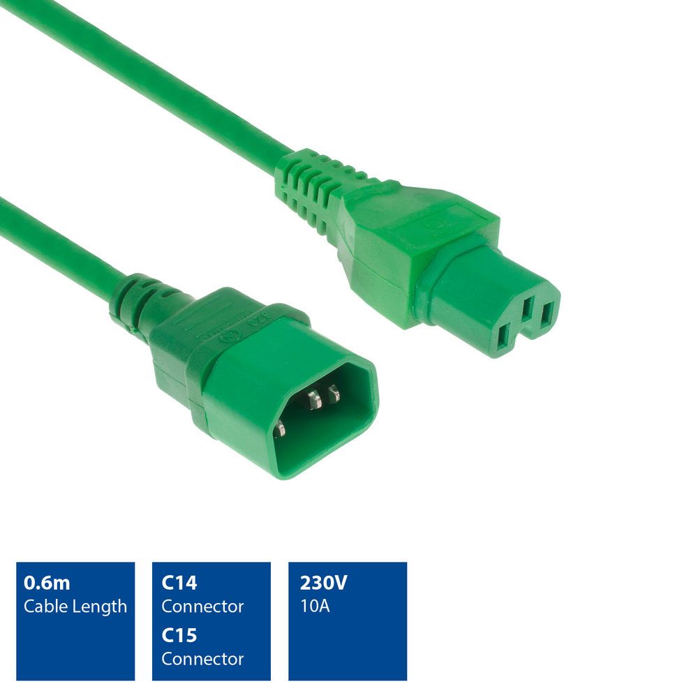 ACT ACT Powercord C14 - C15 green 0.6 m