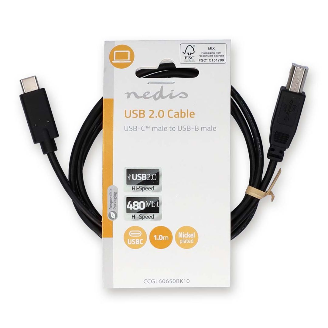 Nedis USB-C - USB- B USB Cable 1m Black