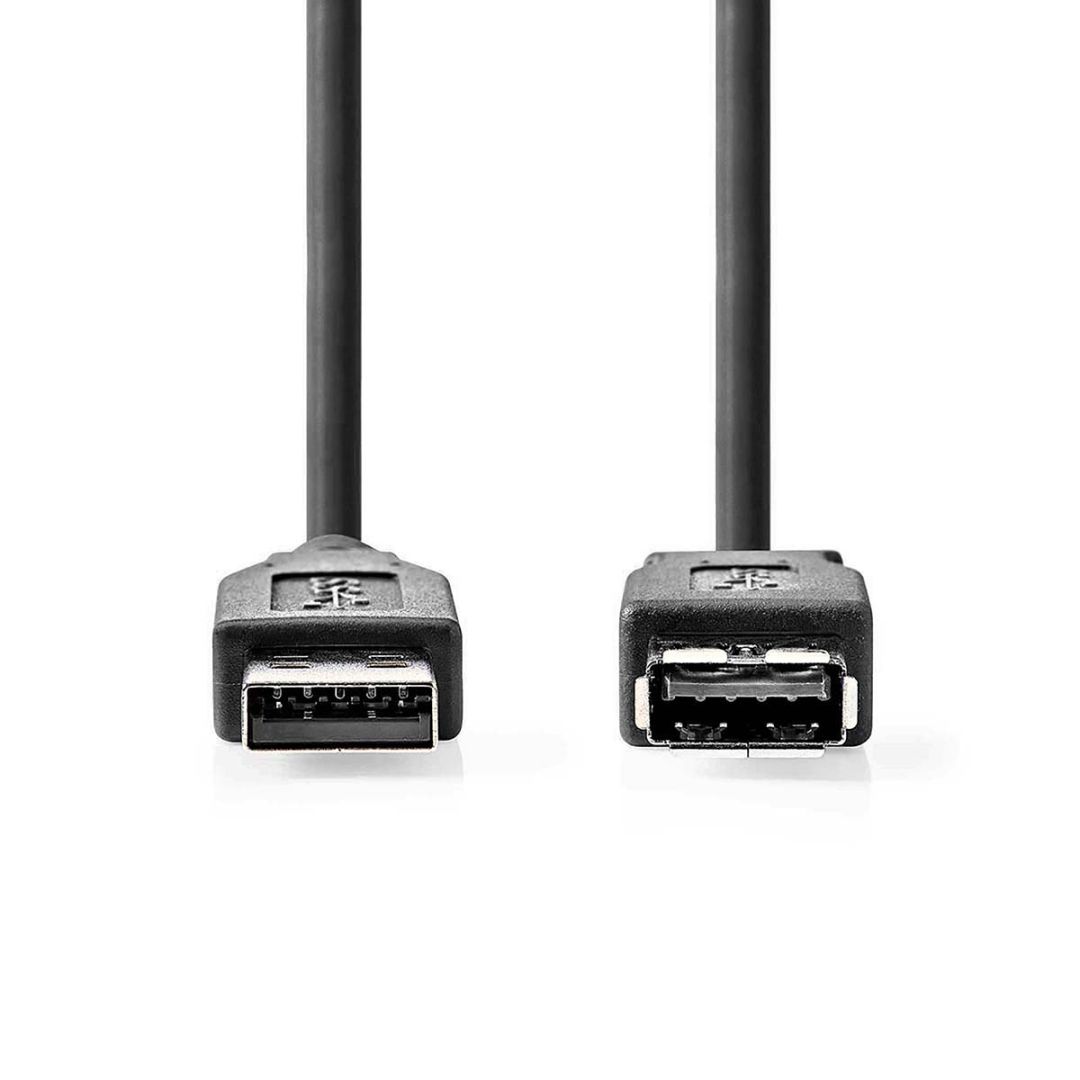 Nedis USB-A Male to USB-A Female cable 3m Black