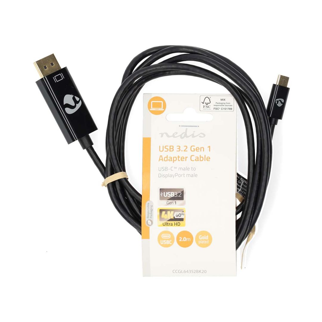 Nedis USB-C MaleMale to DisplayPort Male cable 2m Black