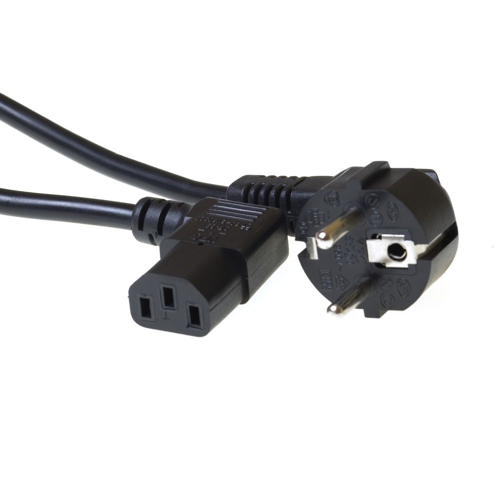 ACT Powercord mains connector Schuko CEE 7/7 male (angled) - C13 (angled) IEC 60320 2m Black