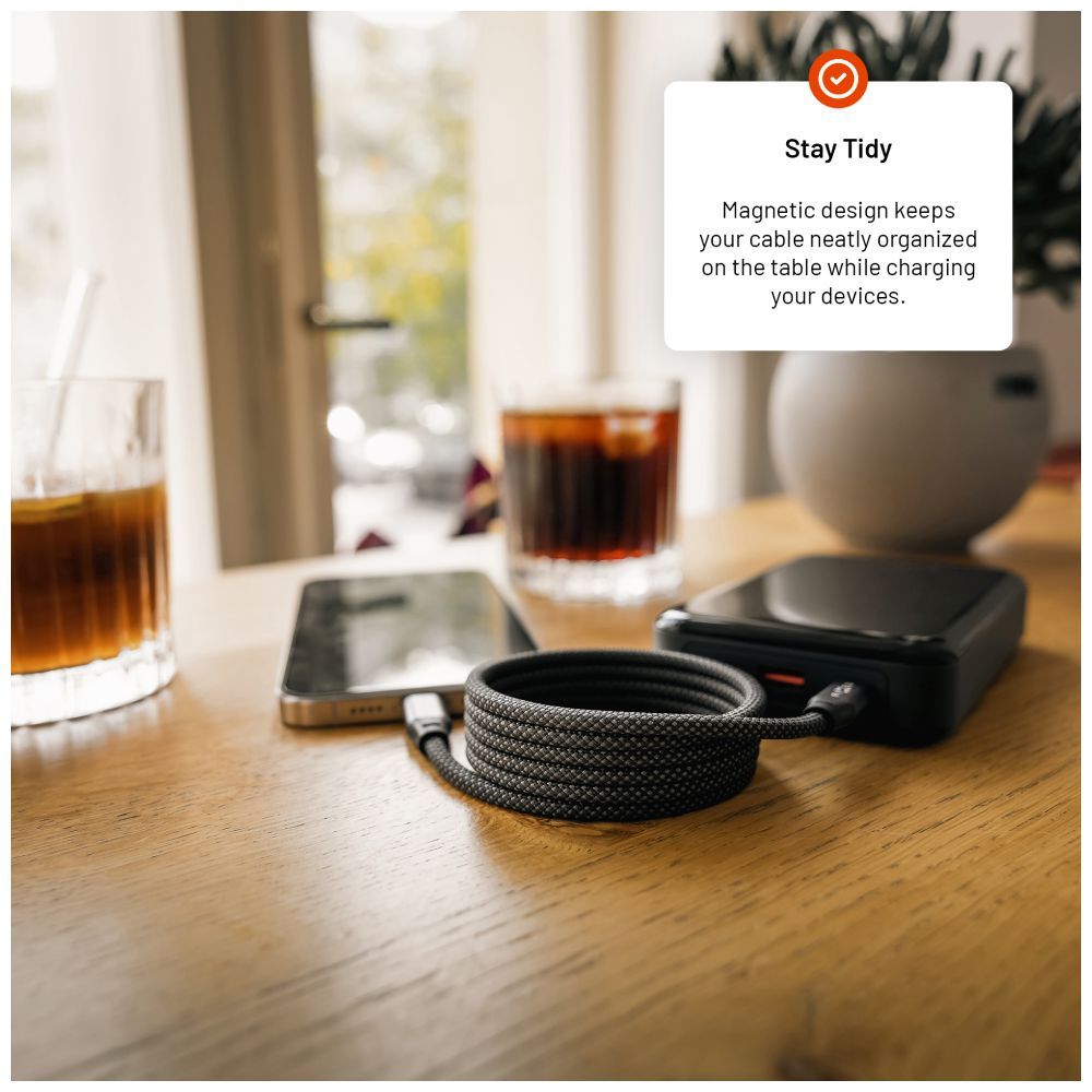 FIXED Mágneses fonott kábel, USB-C/USB-C 2m, szürke