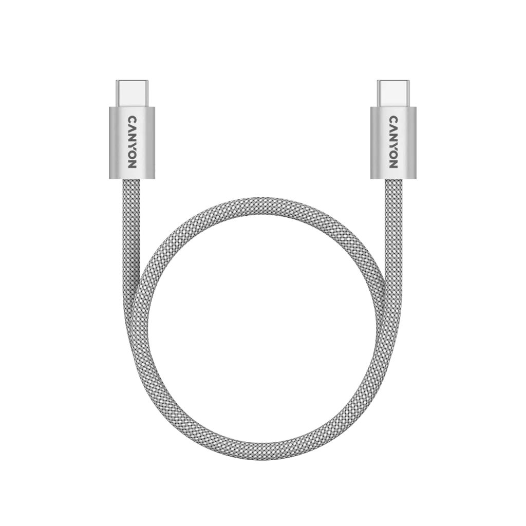 Canyon CND-CCMG60AB15LG OnWire 60MG C-C 60W Magnet Braided cable 1m Light Grey