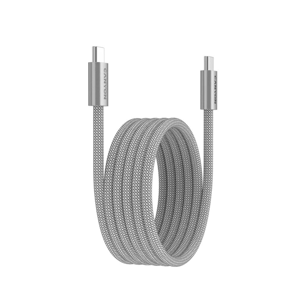 Canyon CND-CCMG60AB15LG OnWire 60MG C-C 60W Magnet Braided cable 1m Light Grey