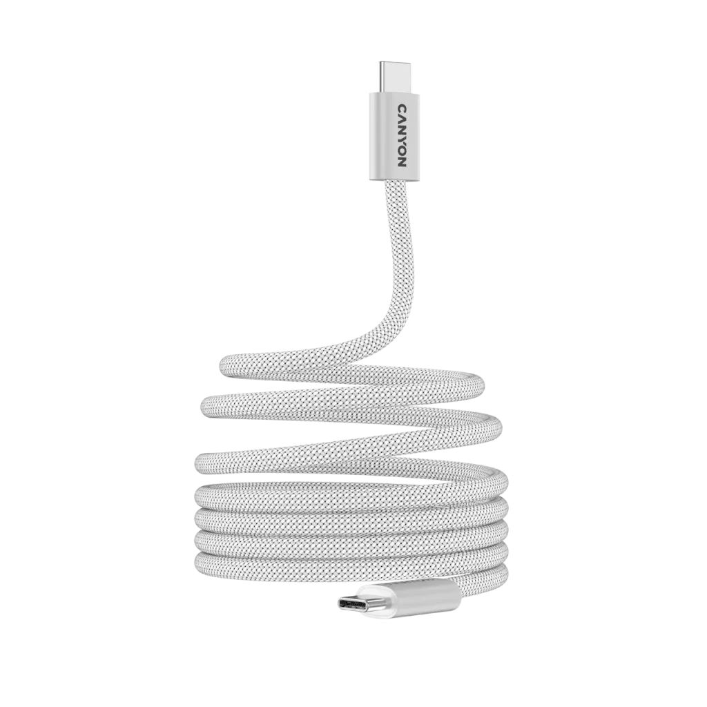 Canyon CND-CCMG60AB15W OnWire 60MG C-C 60W Magnet Braided cable 1m White