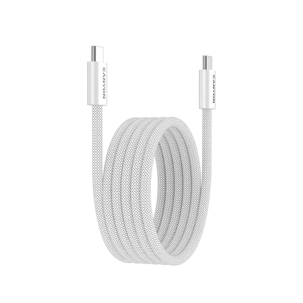 Canyon CND-CCMG60AB15W OnWire 60MG C-C 60W Magnet Braided cable 1m White