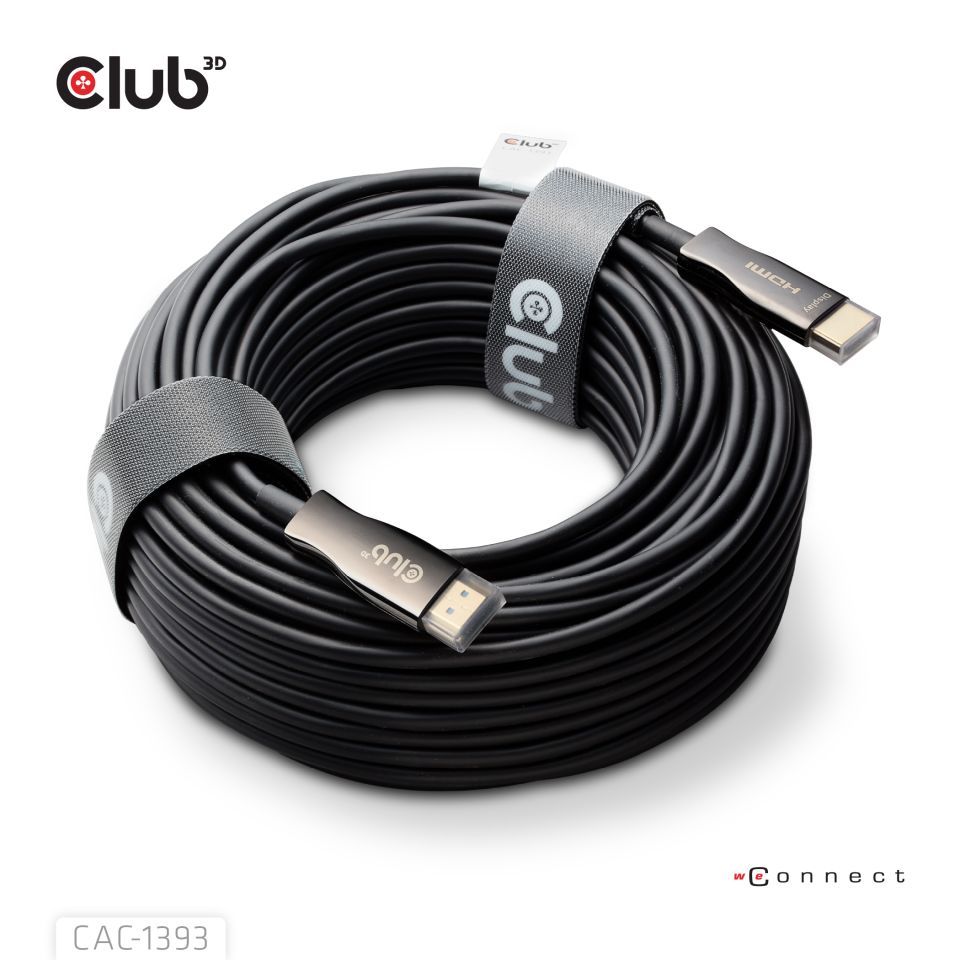 Club3D HDMI Hybrid AOC Cable 8K60Hz/4K120Hz 50m Black