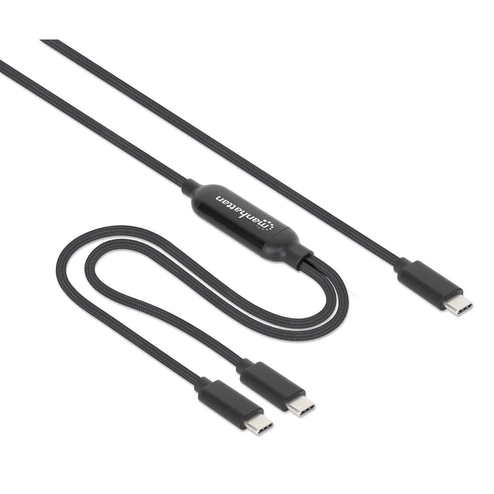 Manhattan Dual USB-C Charging Cable 100W 2m Black