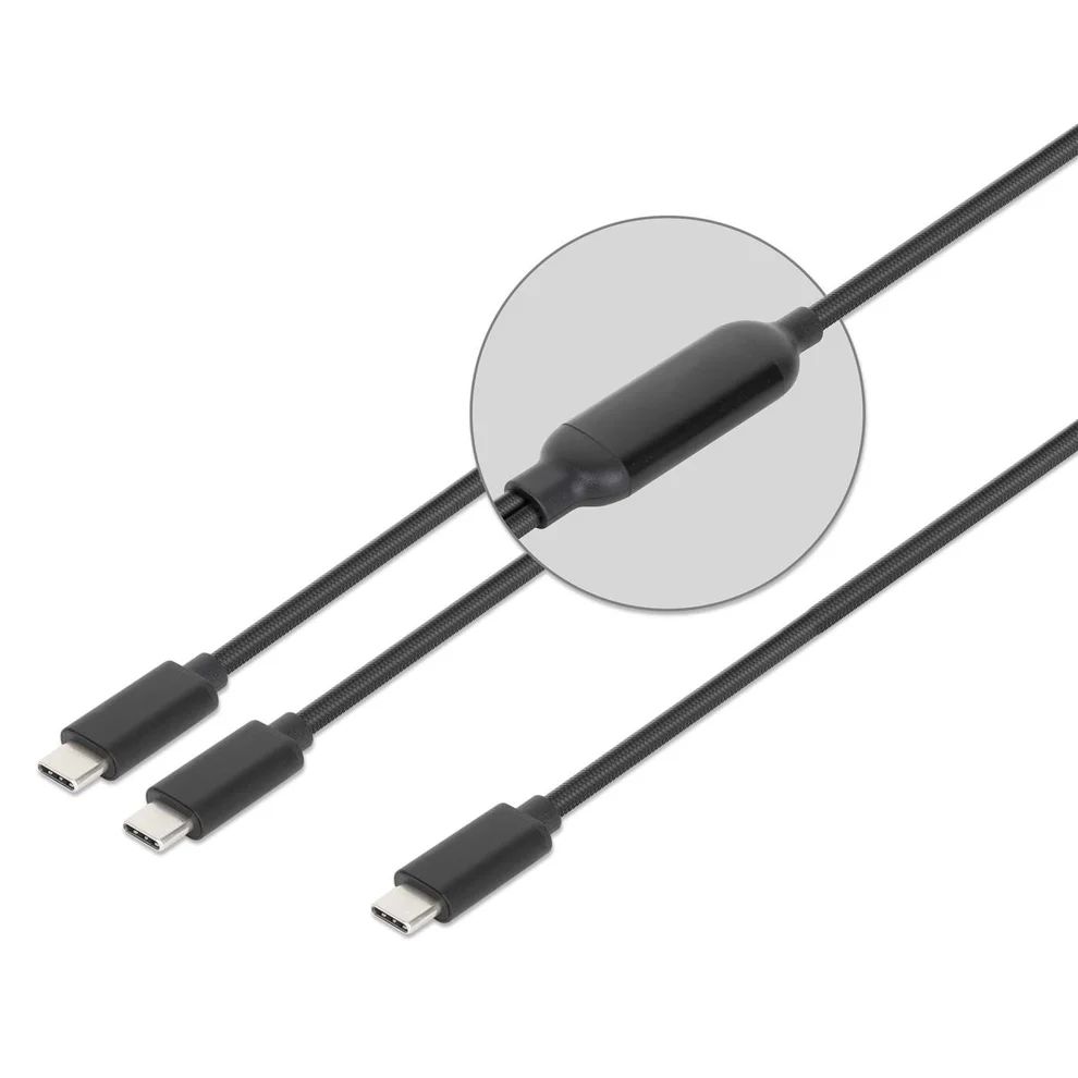 Manhattan Dual USB-C Charging Cable 100W 2m Black