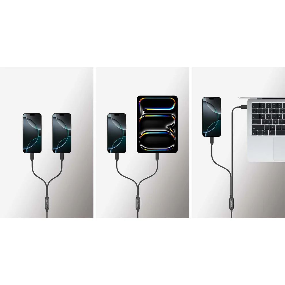 Manhattan Dual USB-C Charging Cable 100W 2m Black