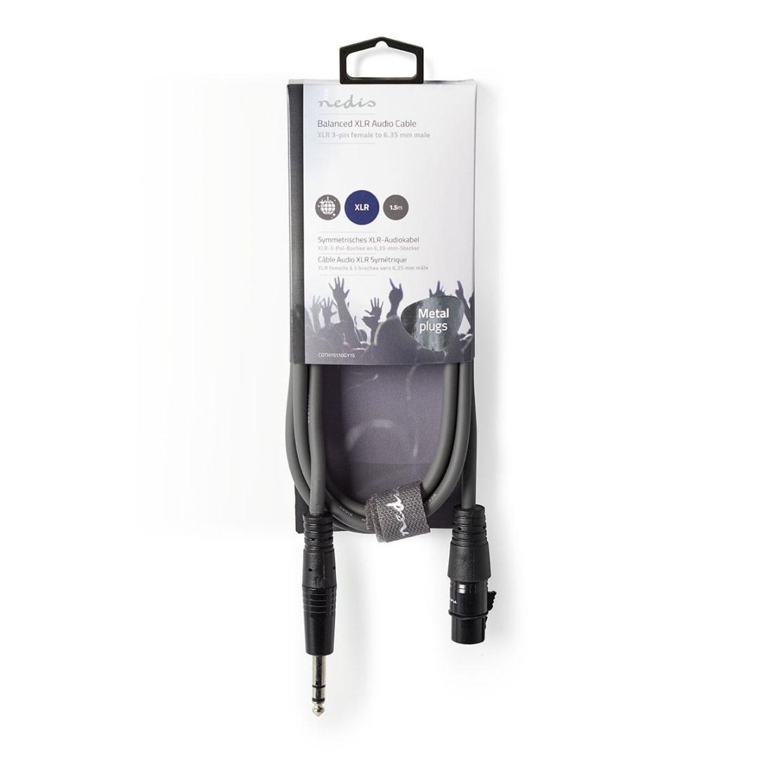 Nedis Balanced Audio Cable XLR 3-Pin Female - 6.35mm Male 1,5m Black