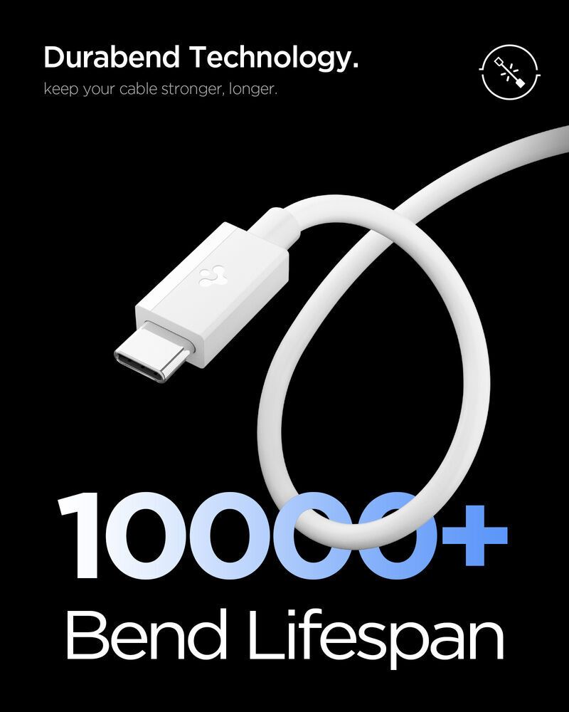 Spigen Essential USB-A to USB C-60W Cable 1m White