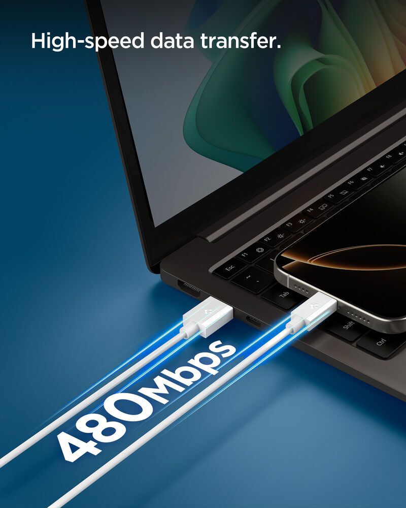 Spigen Essential USB-A to USB C-60W Cable 1m White