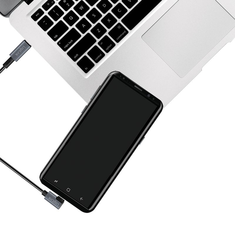 Logilink USB 2.0 Type-C cable, C/M 90° to C/M 2m Black