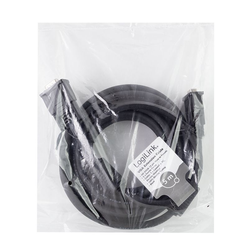 Logilink HD15/M to HD15/F VGA cable 5m Black