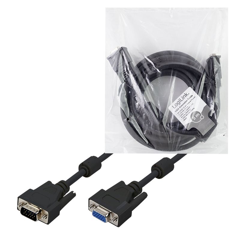 Logilink HD15/M to HD15/F VGA cable 5m Black