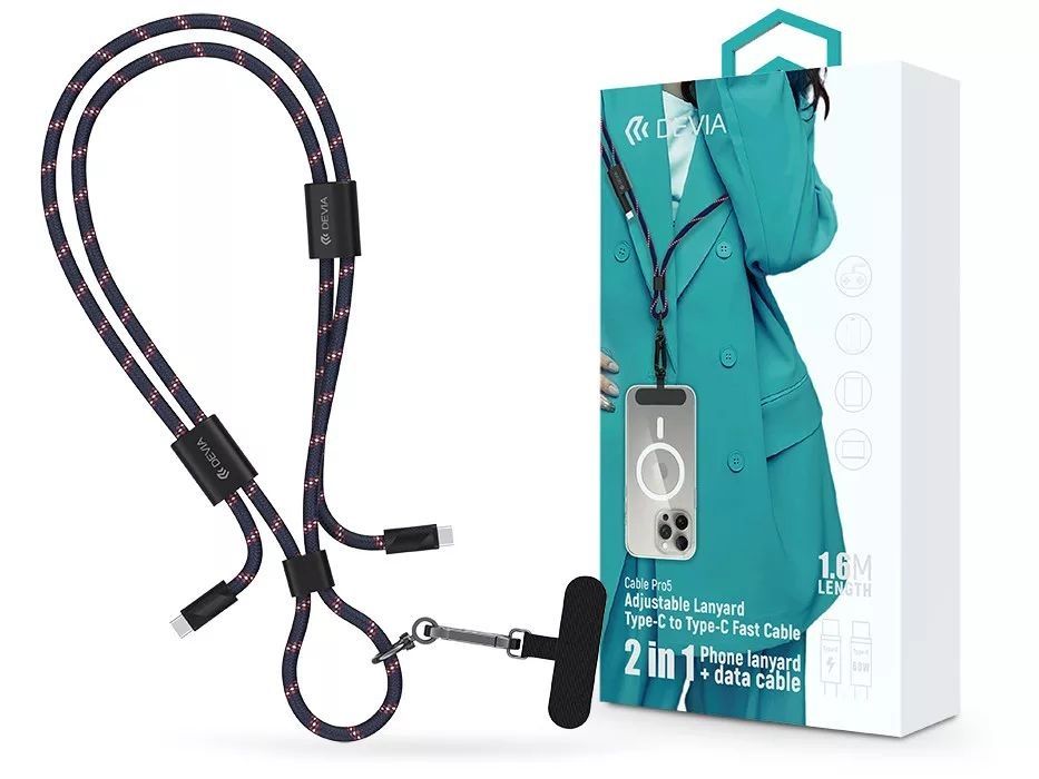Devia ST124974 Cable Pro5 Woven 60W PD Type-C - Type-C 1,6m Blue