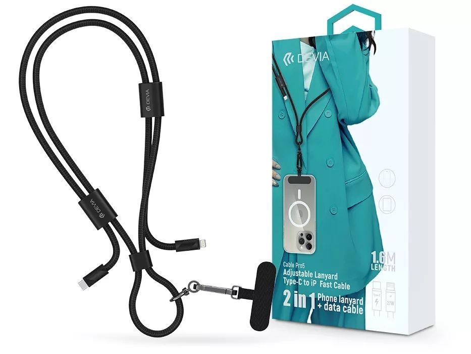 Devia ST124981 Cable Pro5 Woven 1,6m 27W PD Type-C - Lightning Black