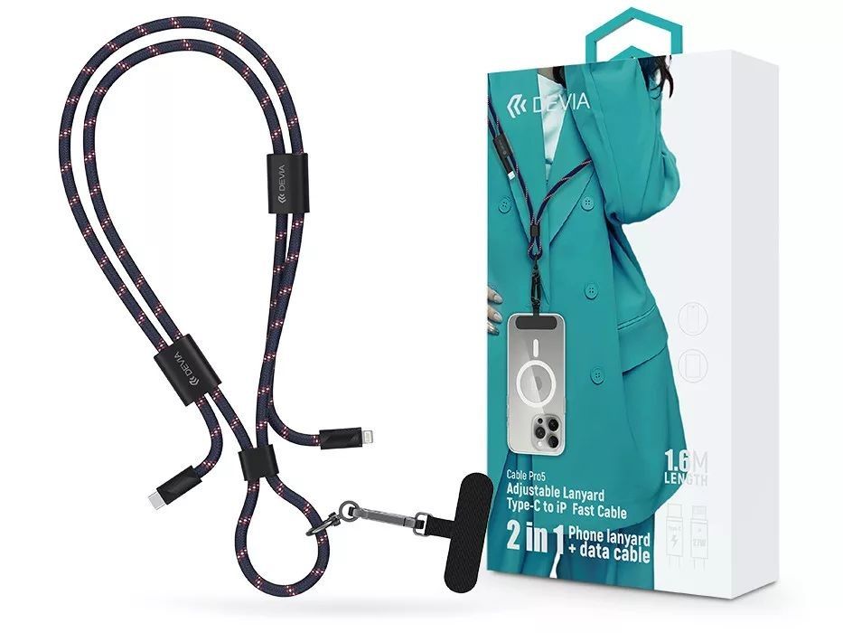 Devia ST125001 Cable Pro5 Woven 1,6m 27W PD Type-C - Lightning Blue