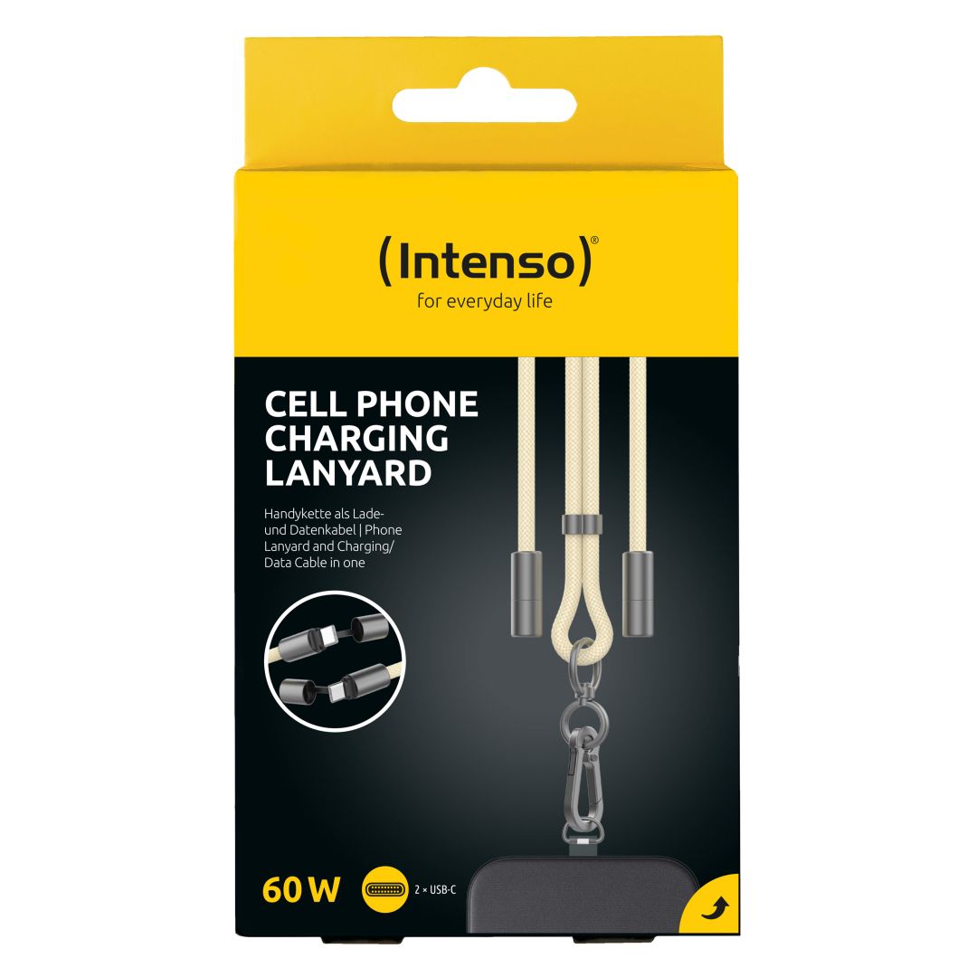 Intenso Cell Phone Charging Lanyard Cable 1,65m Beige