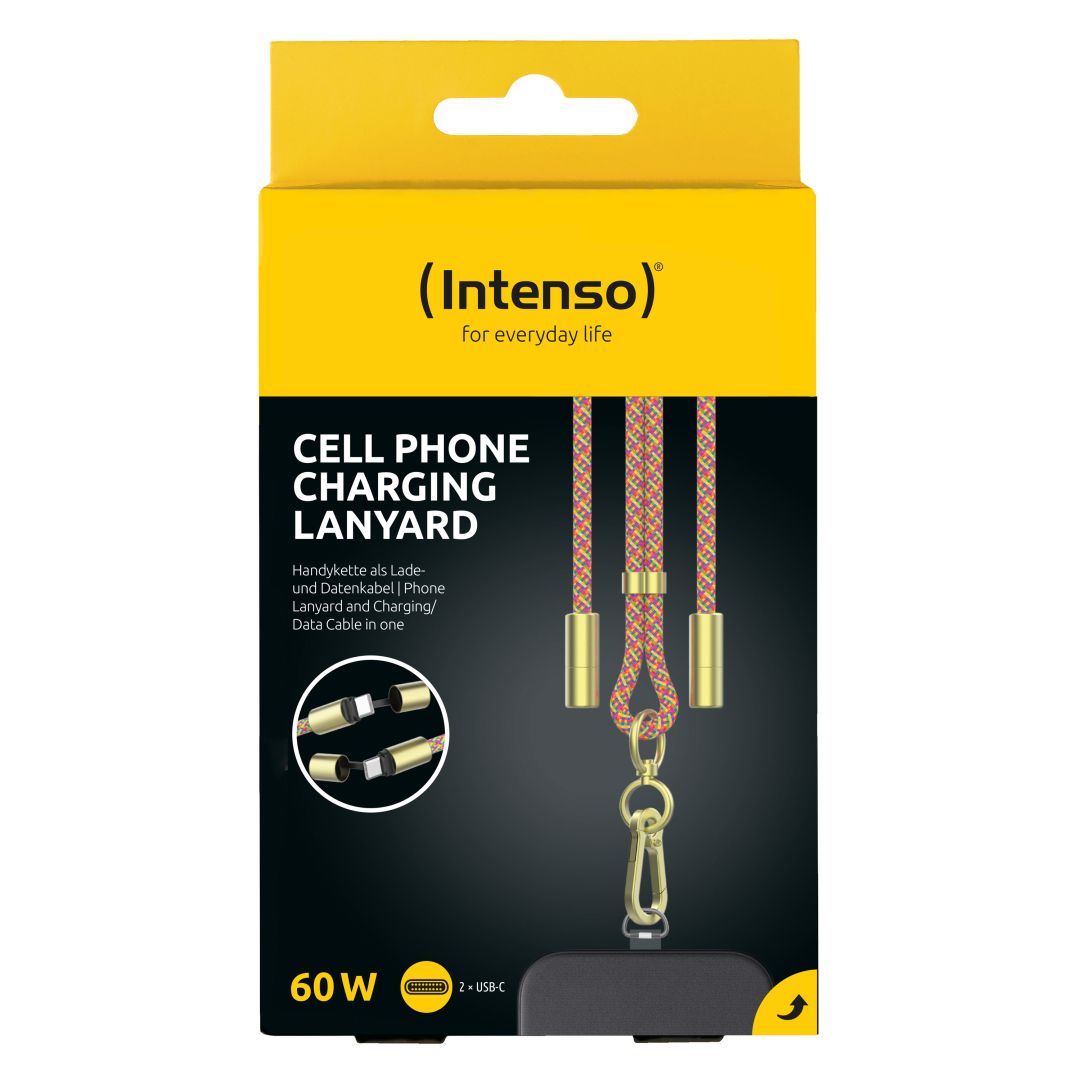 Intenso Cell Phone Charging Lanyard Cable 1,65m Neon Mix