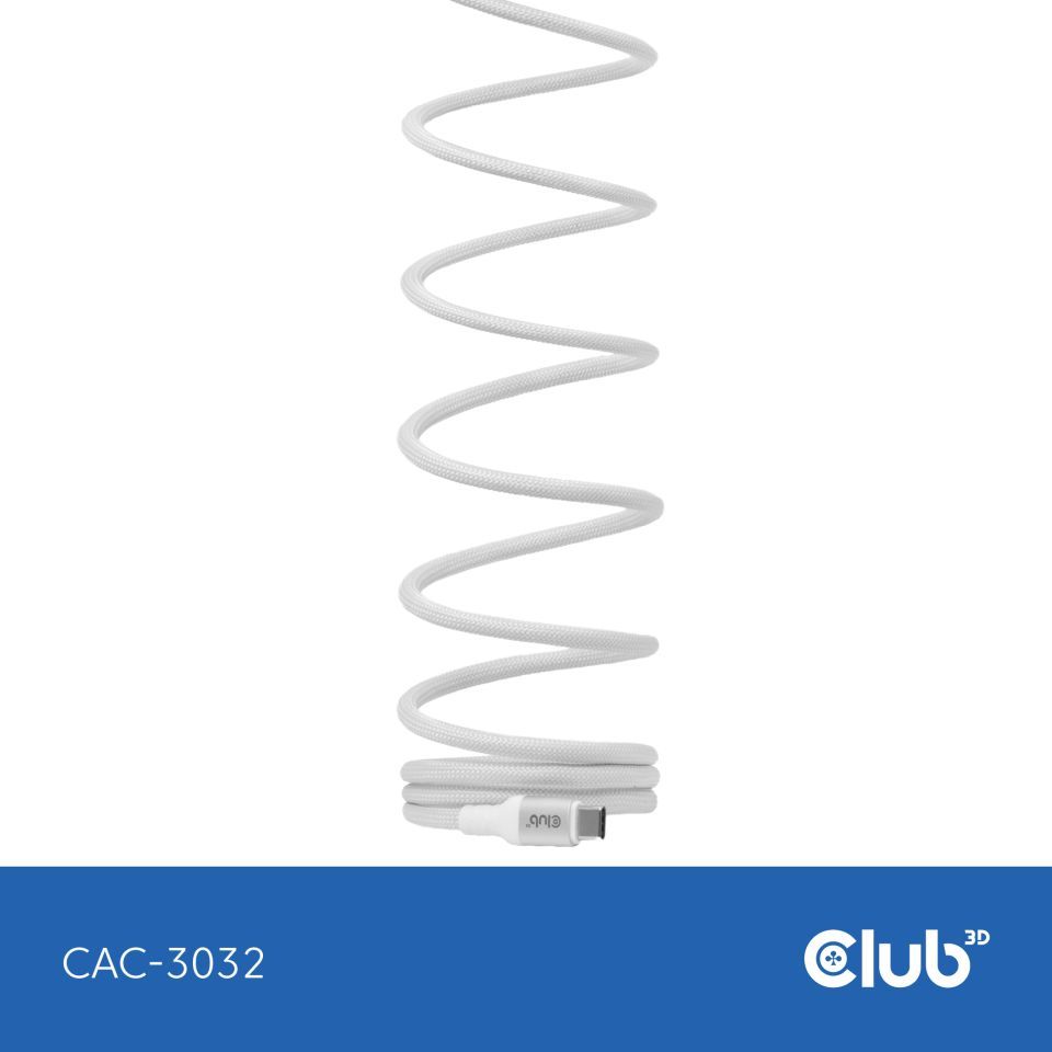 Club3D CAC-3032 USB-C Magnetic-Coil 240W Cable 2m White