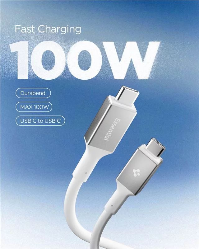Spigen Essential USB C to USB C 100W Cable 1m White