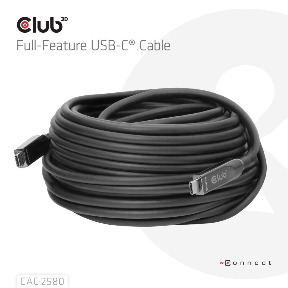 Club3D CAC-2580 Full-Feature USB-C Cable 15m Black
