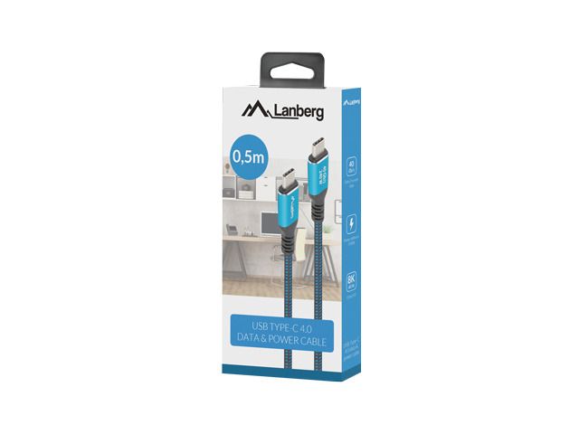 Lanberg USB-C 4.0 Cable 0,5m Black/Blue