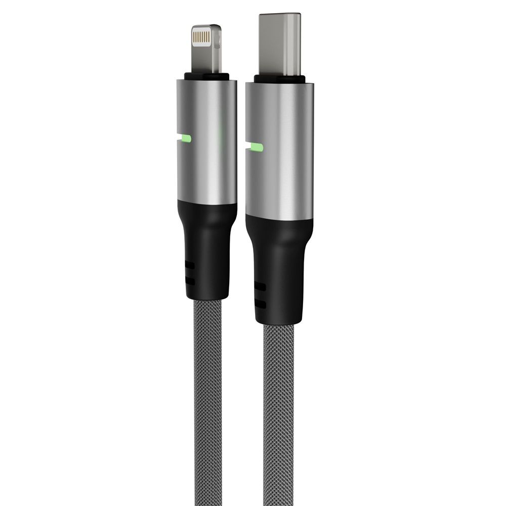 Avax CB636 STEELY LED USB-C - Lightning 2m Black