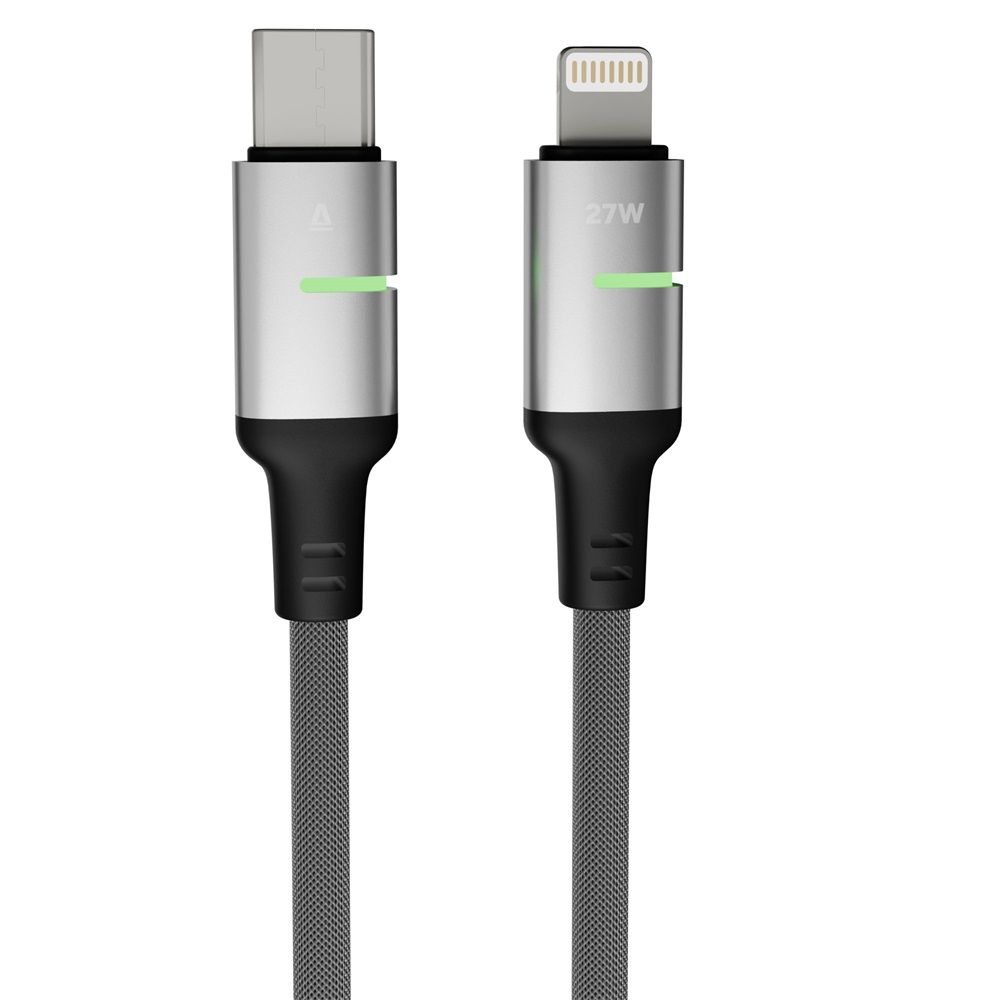 Avax CB636 STEELY LED USB-C - Lightning 2m Black