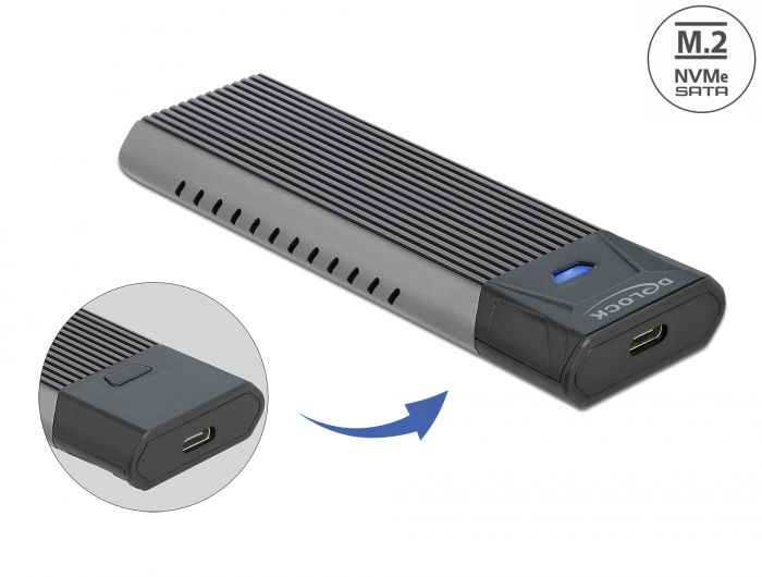 DeLock External USB Type-C Combo Enclosure for M.2 NVMe PCIe or SATA SSD - tool free