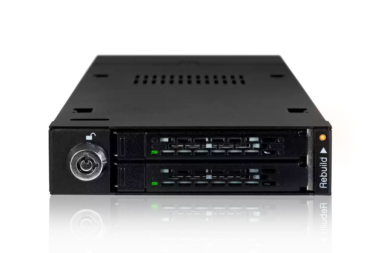 IcyDock ToughArmor RAID MB992SKR-B Rugged Full Metal Dual Bay RAID 2.5” SATA HDD & SSD Mobile Rack for External 3.5