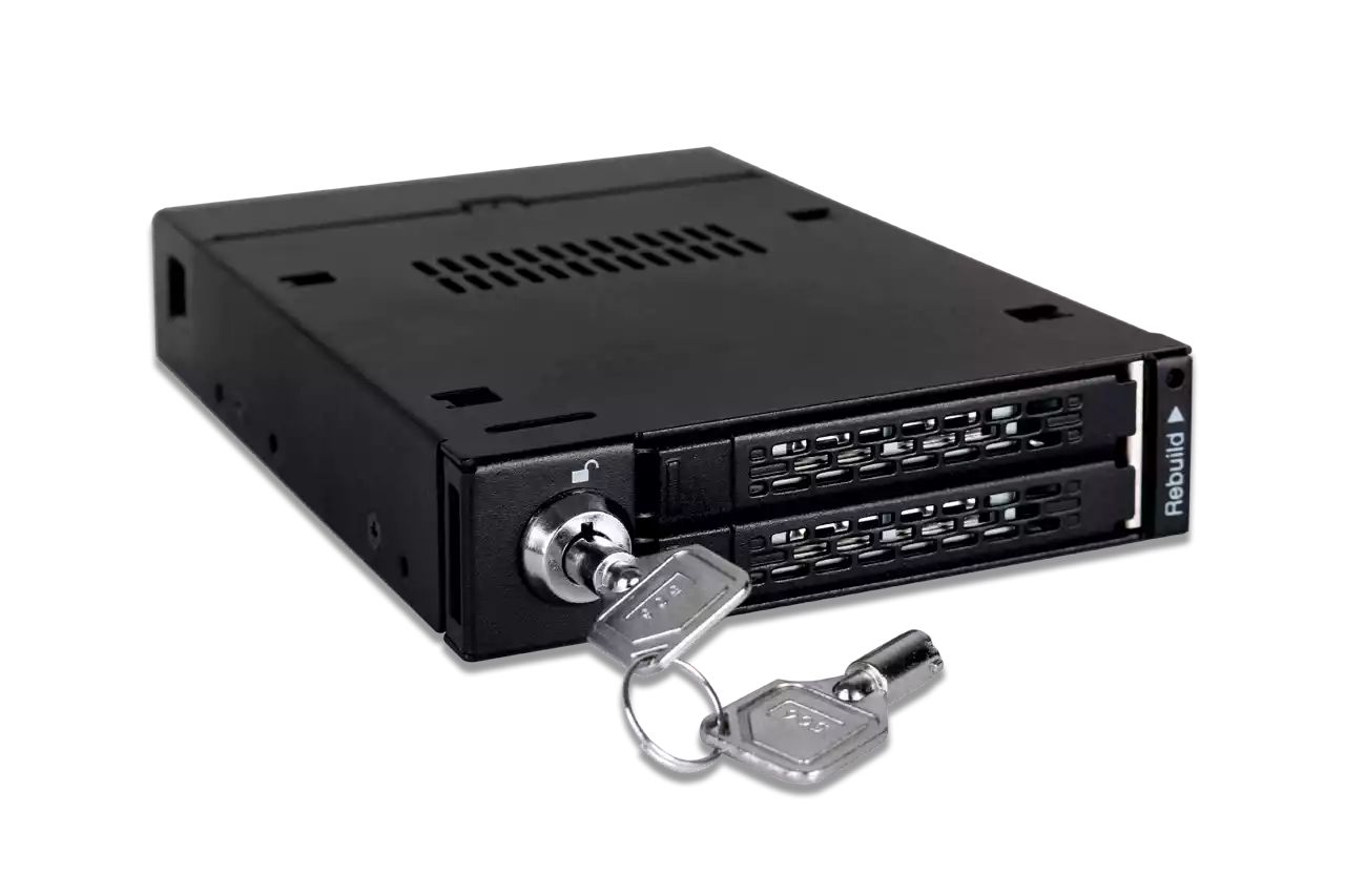 IcyDock ToughArmor RAID MB992SKR-B Rugged Full Metal Dual Bay RAID 2.5” SATA HDD & SSD Mobile Rack for External 3.5