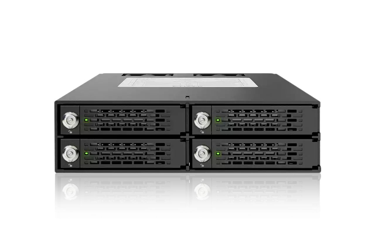 IcyDock ToughArmor MB994SK-1B Rugged Full Metal 4 Bay 2.5” SATA/SAS HDD & SDD Backplane Cage with locking Trays for External 5.25