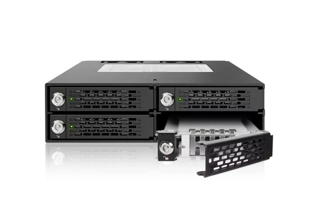 IcyDock ToughArmor MB994SK-1B Rugged Full Metal 4 Bay 2.5” SATA/SAS HDD & SDD Backplane Cage with locking Trays for External 5.25