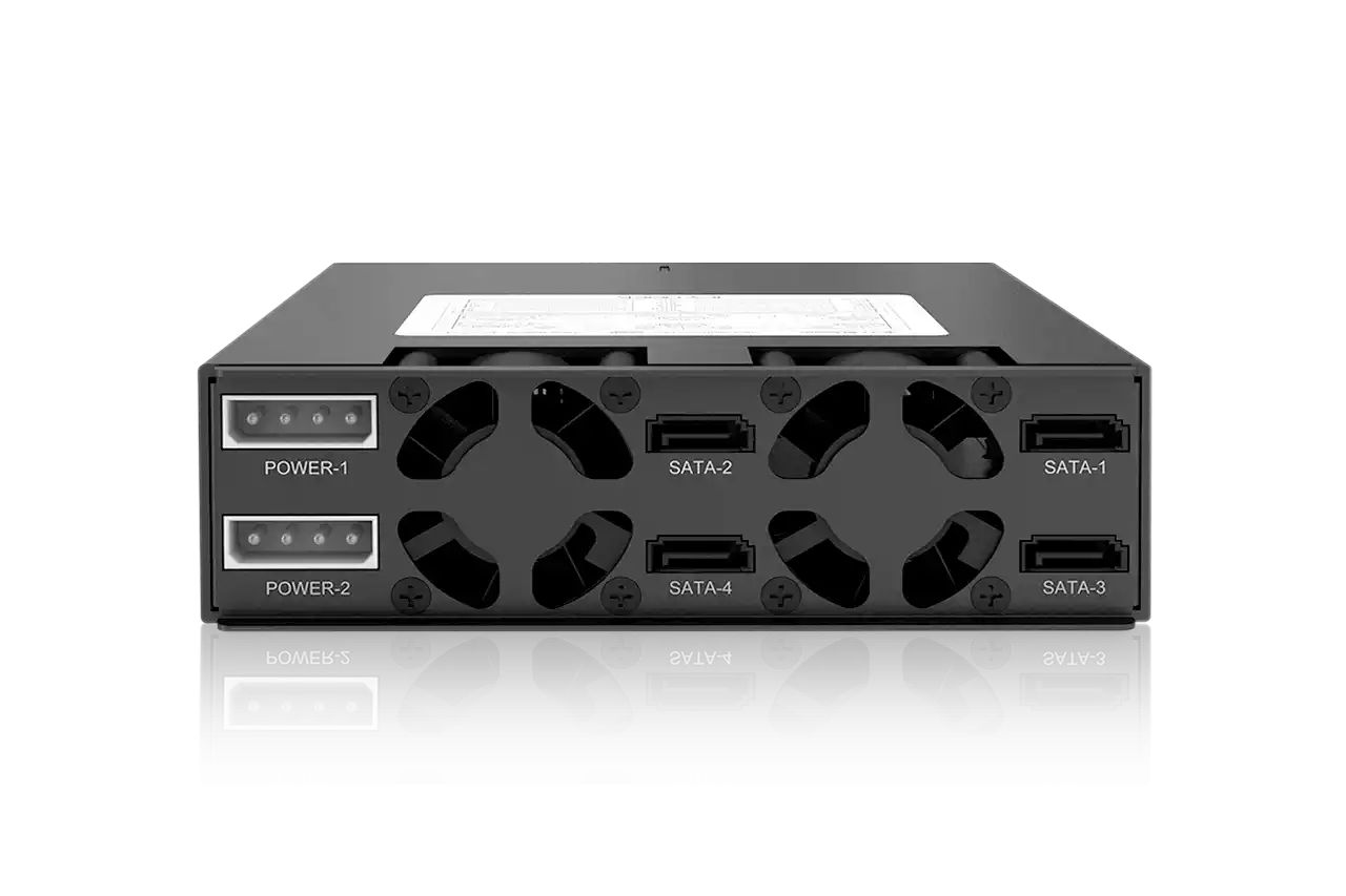 IcyDock ToughArmor MB994SK-1B Rugged Full Metal 4 Bay 2.5” SATA/SAS HDD & SDD Backplane Cage with locking Trays for External 5.25