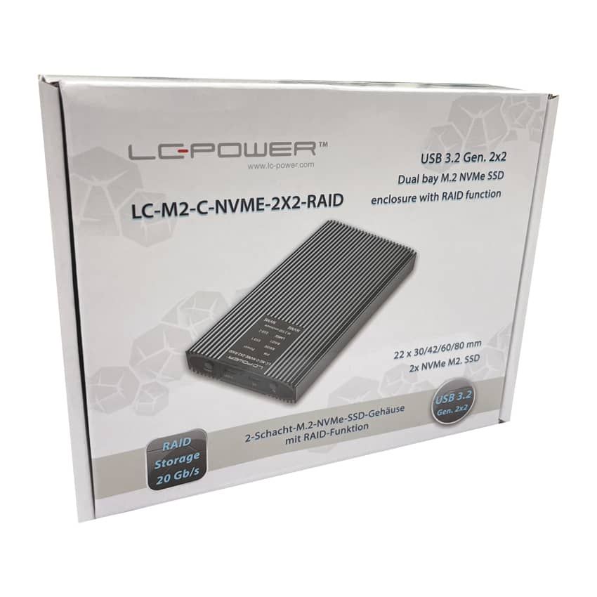LC Power LC-M2-C-NVME-2X2-RAID M.2 NVMe SSD Enclosure Black