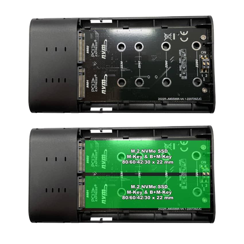 LC Power LC-M2-C-NVME-2X2-RAID M.2 NVMe SSD Enclosure Black