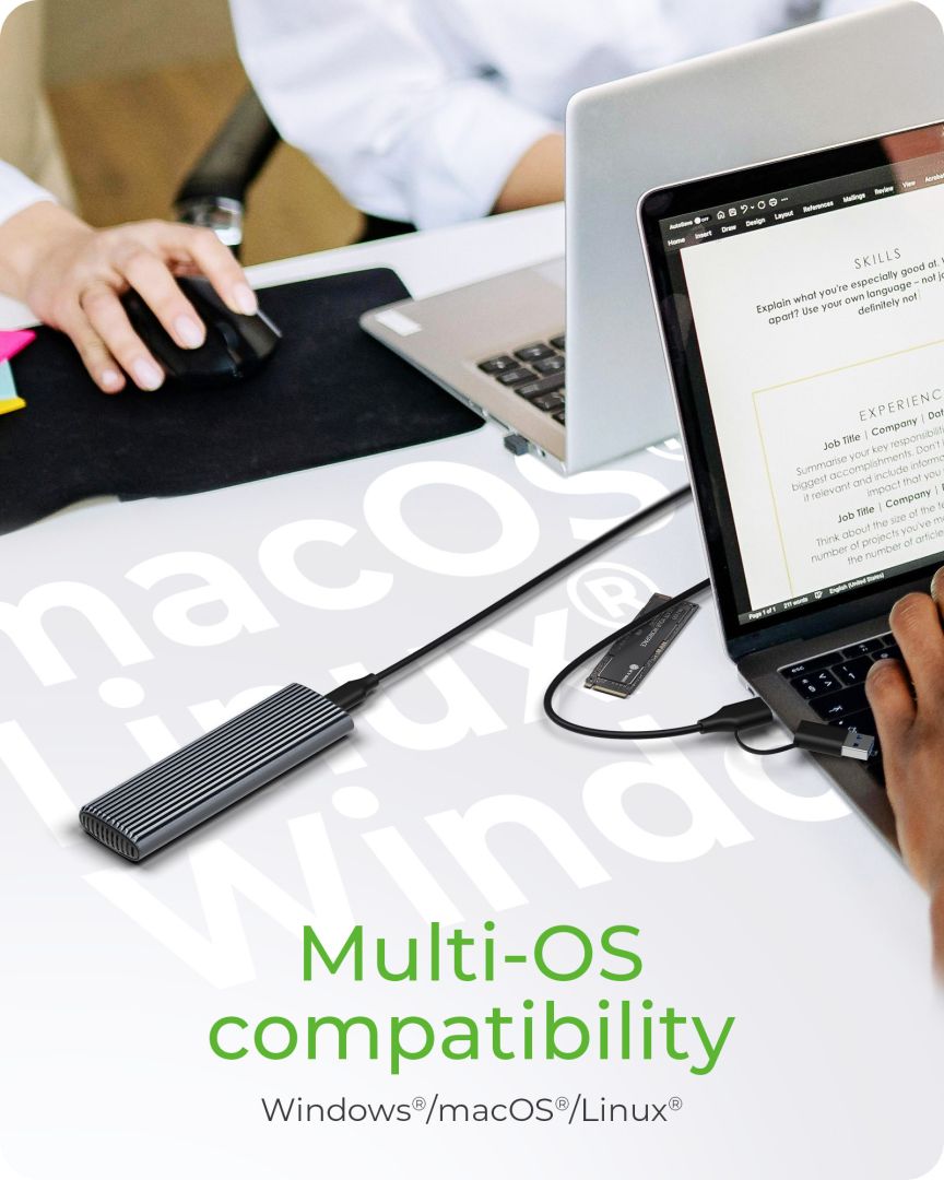 Raidsonic IcyBox IB-1808MCT-CU31 M.2 NVMe & SATA SSD Enclosure Grey