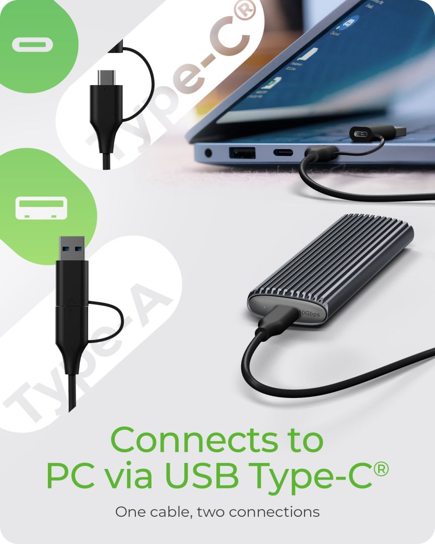 Raidsonic IcyBox IB-1808MCT-CU31 M.2 NVMe & SATA SSD Enclosure Grey