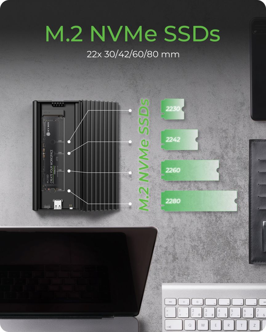 Raidsonic Icy Box IB-1917M-C32a M.2 NVMe SSD Enclosure via USB 3.2 Gen 2x2 Type-C